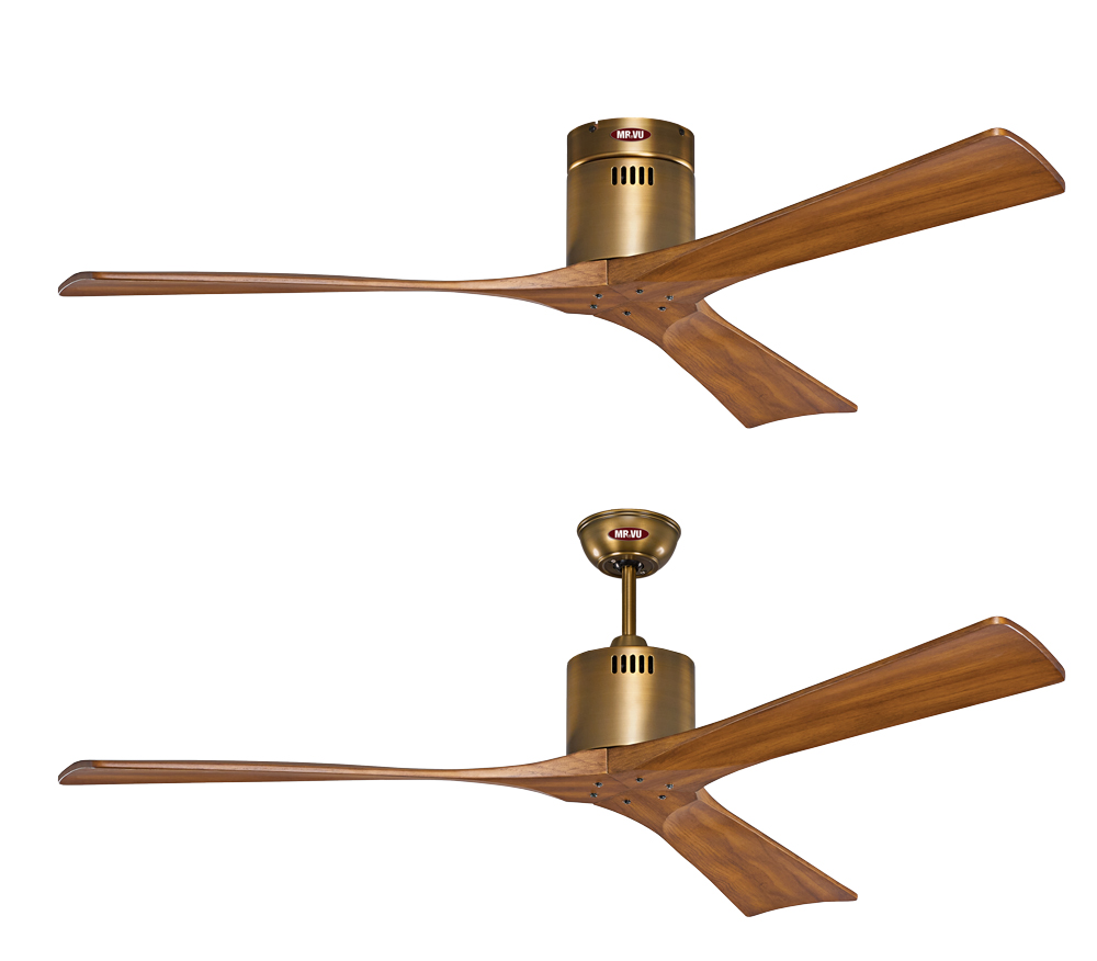Quạt trần cánh gỗ lắp cho trần thấp và lắp trần cao đều được