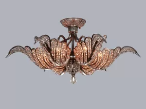 Đèn chùm đính đá hình lá VU045906RA