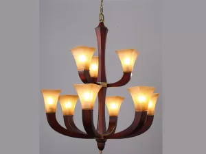 Đèn chùm gỗ 2 tầng treo trần VU047409HA