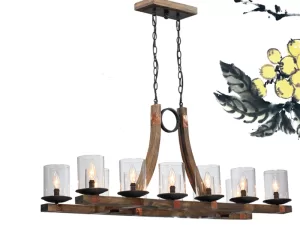 Đèn chùm gỗ treo trần VU054712HA