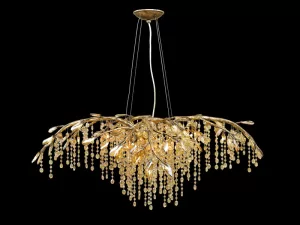 Đèn chùm pha lê cành hoa sang trọng