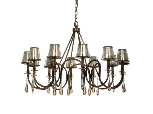 Đèn chùm pha lê vải chụp kim tuyến VU061812HA