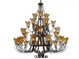 Đèn chùm thủy tinh màu hổ phách VU007627