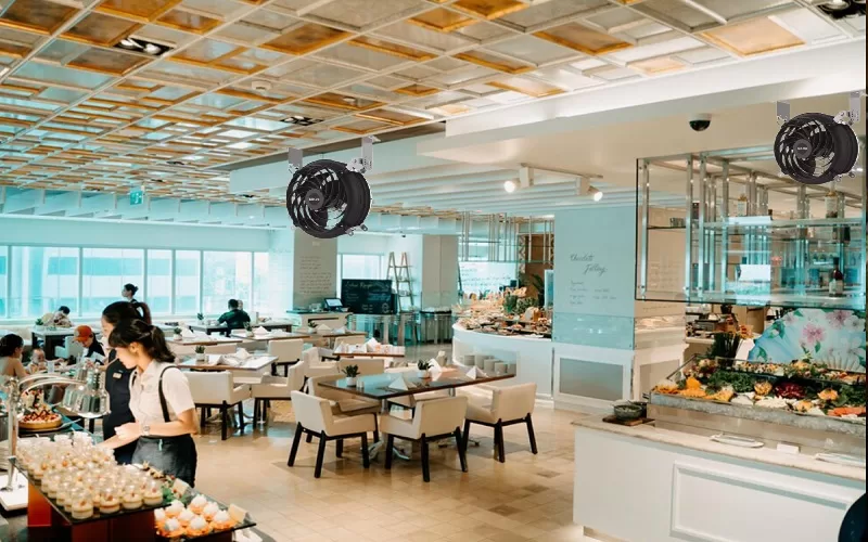 Quạt mát công nghiệp KOSMO được dùng nhiều trong các nhà hàng