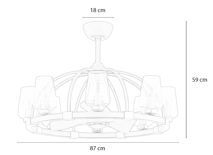 Kích thước tiêu chuẩn quạt trần đèn PRIME