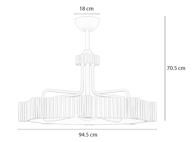 Kích thước tiêu chuẩn quạt trần đèn BELLO