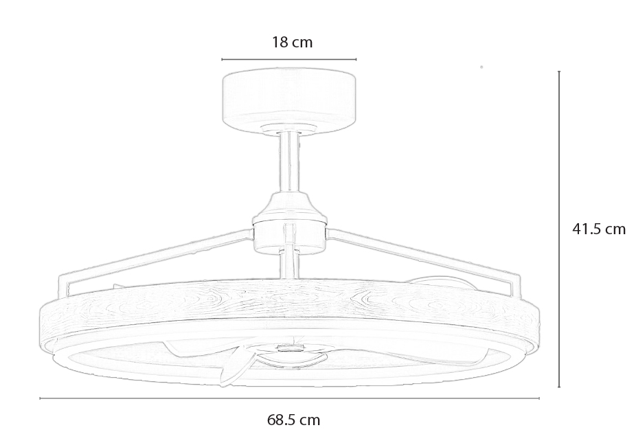 Kích thước quạt trần đèn Wheel