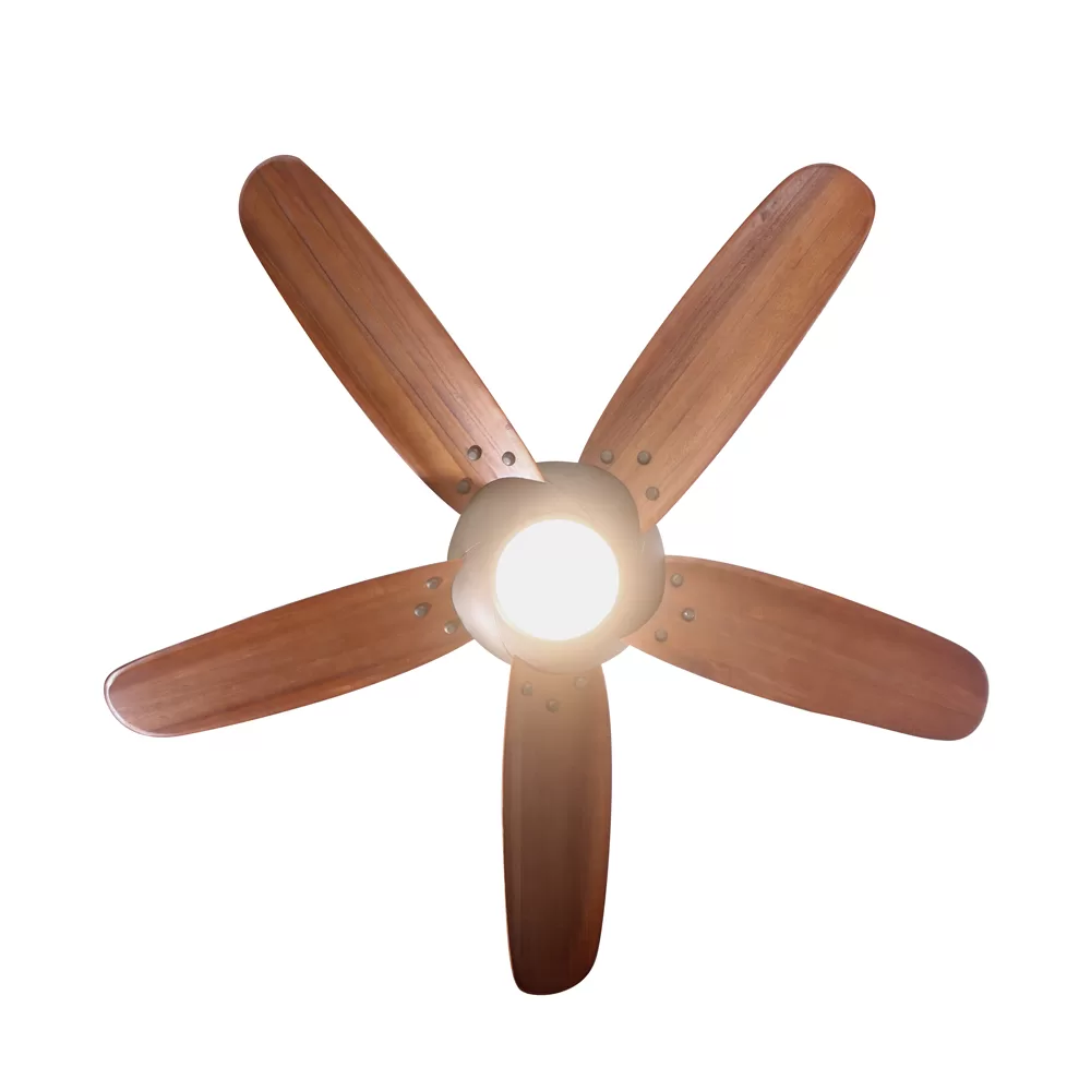 Quạt trần ý tưởng thiết kế BÔNG HOA HỒNG - 5 cánh gỗ tự nhiên có đèn led