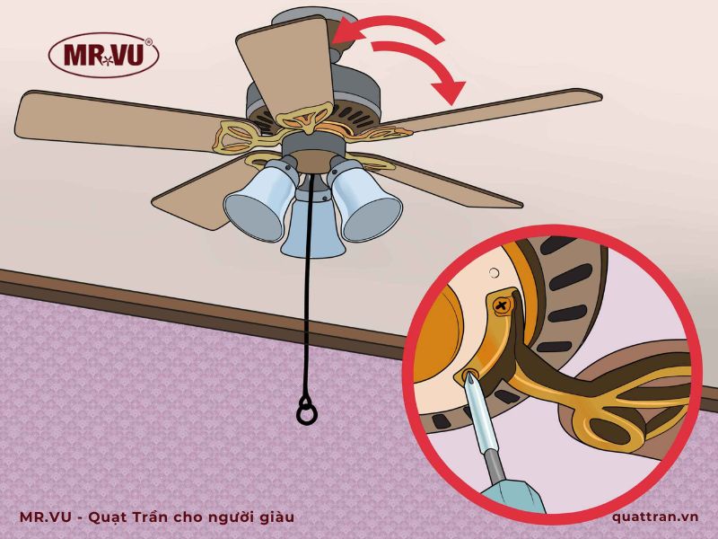 cách cân chỉnh cánh quạt trần