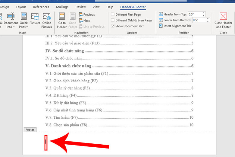 Hướng dẫn cách đánh số trang trong Word 2010, 2013, 2016, 2019 theo ý muốn đơn giản nhất cho bạn 36 Bạn nháy đúp vào Footer
