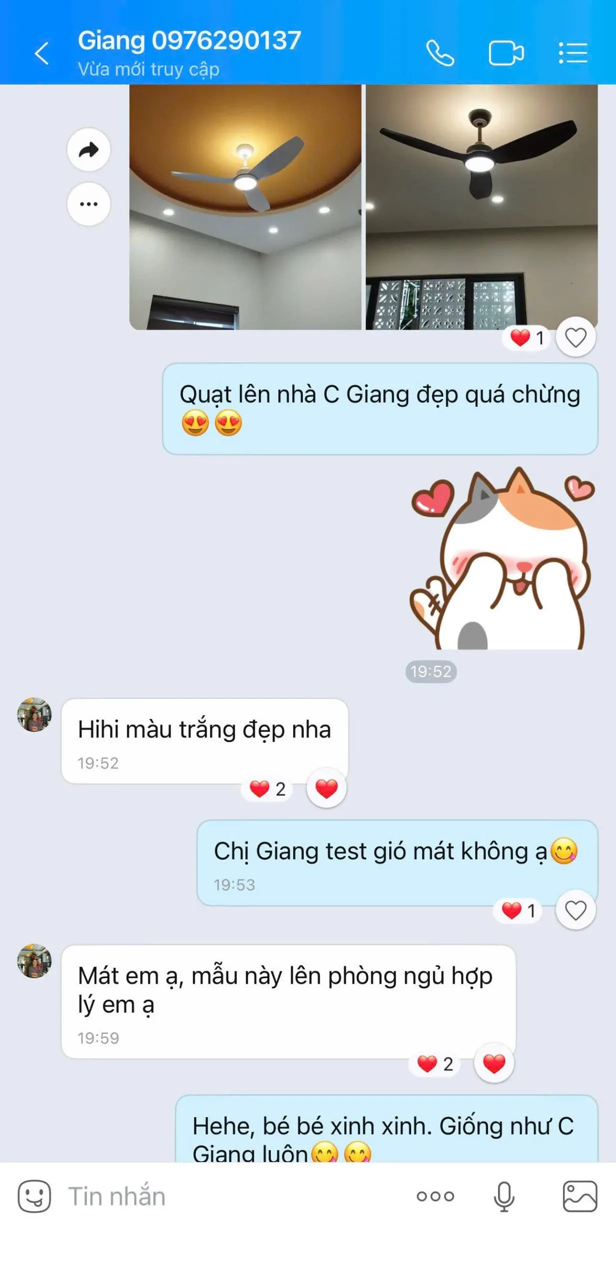 đánh giá khách sử dụng quạt Vibe