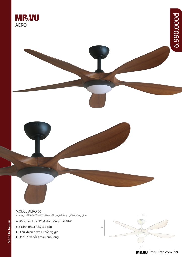 Catalog quạt trần 5 cánh siêu mát AERO