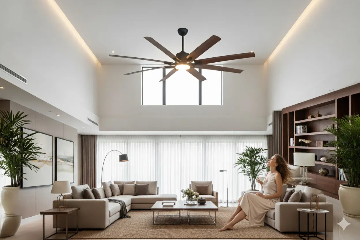 quat-tran-8canh-denled-MEGA quạt trần 8 cánh cho không gian lớn