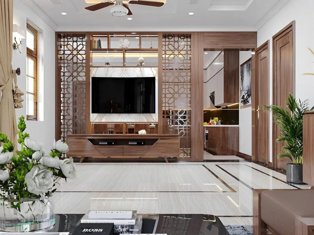 vách ngăn phòng khách và bếp