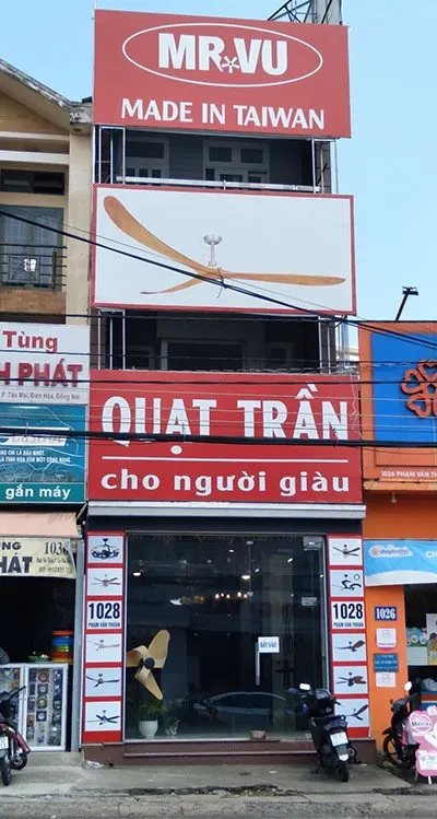 Quạt trần tại Đồng Nai, Biên Hòa bền đẹp, uy tín 12 Showroom Mr.Vũ tại Biên Hoà, Đồng Nai