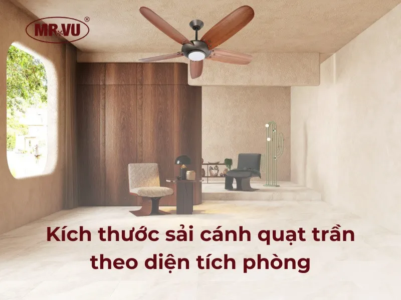 Kích thước sải cánh quạt trần theo diện tích phòng