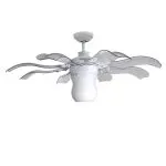 Quạt 8 cánh cụp xòe Fiore trắng