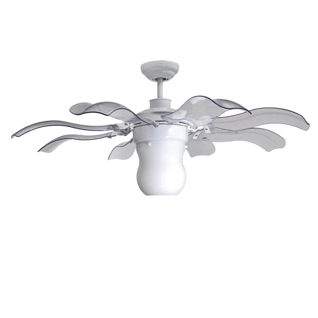 Quạt 8 cánh cụp xòe Fiore trắng